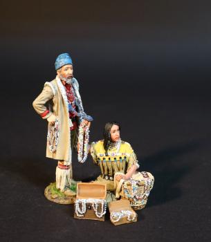 Image of The Bead Sellers, The Rendezvous, The Mountain Men, The Fur Trade--two figures and baskets