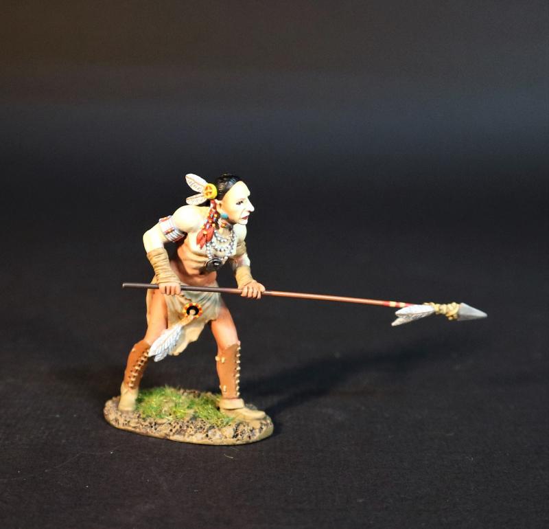 Beothuk Warrior with extended spear in two-handed grip, Skraelings, The Conquest of America--single figure #1