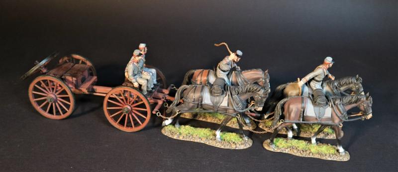“John” Artillery Crew Arriving, 1st Rockbridge Artillery, The Army of the Shenandoah, The First Battle of Manassas, 1861, The American Civil War, 1861-1865--two seated figures, two mounted figures, two additional horses, limber (red) #2
