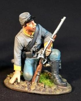 Image of Dismounted Confederate Cavalryman Kneeling Leaning on Right Hand, Cavalry Division, The Army of Northern Virginia, The Battle of Brandy Station, June 9th, 1863, The American Civil War, 1861-1865--single figure