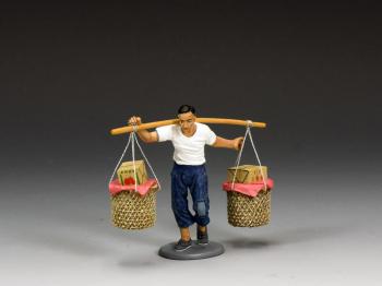 Image of The Coolie--single 1960s-era figure carrying baskets on pole