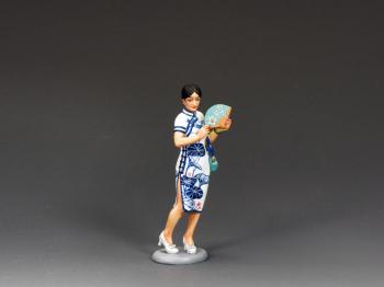 Image of The Girl in The Blue & White Dress--single 1960s-era figure