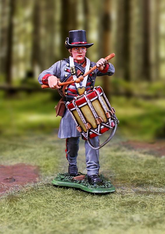 11th Mississippi Drummer--single marching figure beating drum #1