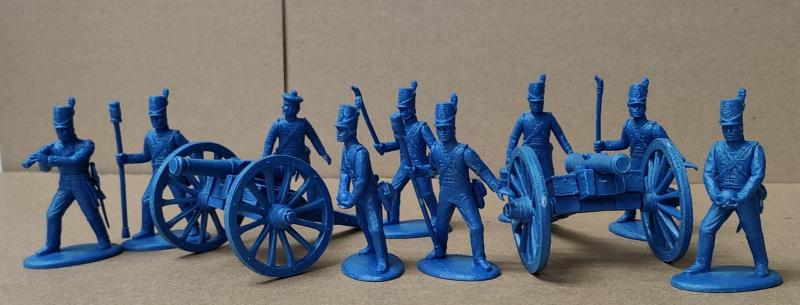 Royal Horse Artillery with 9-pdr Field Guns--1 officer and 8 gunners, plus two 9-pdr field guns on trail-block carriages (Blue) #1