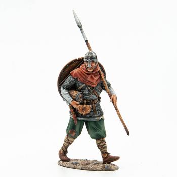 Image of Viking Walking with Spear--single figure carrying a small box of treasure--ONE IN STOCK.