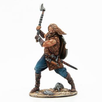 Image of Viking Beserker--single unhelmeted figure swinging Dane axe