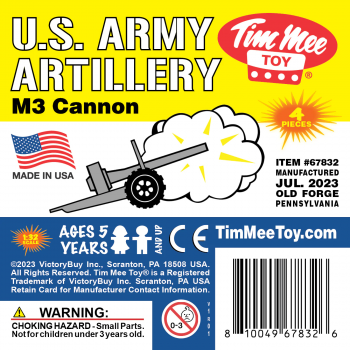 Image of TimMee M3 ARTILLERY - Gray 4pc Plastic Army Men Cannon Playset - Made in USA