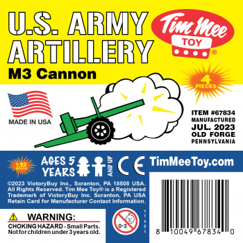 Image of TimMee M3 ARTILLERY - Green 4pc Plastic Army Men Cannon Playset - Made in USA