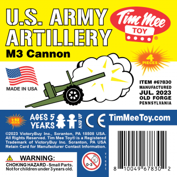 Image of TimMee M3 ARTILLERY - OD Green 4pc Plastic Army Men Cannon Playset - Made in USA