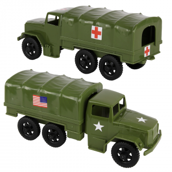 Image of TimMee Plastic Army Men TRUCKS - OD Green M34 Deuce and a Half Cargo Vehicles US Made