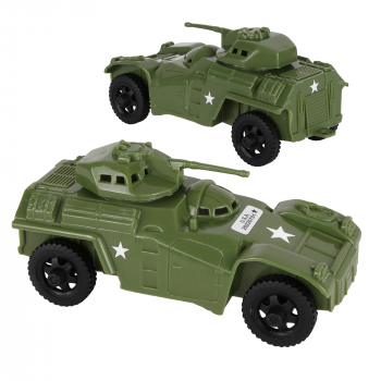 Image of TimMee RECON PATROL Armored Cars - OD Green Plastic Army Men Scout Vehicles