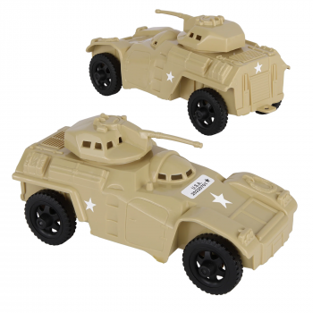Image of TimMee RECON PATROL Armored Cars - Tan Plastic Army Men Scout Vehicles