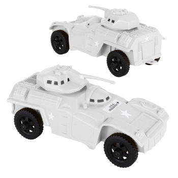 Image of TimMee RECON PATROL Armored Cars - White Plastic Army Men Scout Vehicles