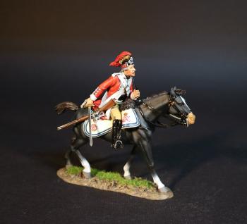 Image of Trooper with Sword Down to the Right, The 17th Light Dragoons, The British Army, The Battle of Cowpens, January 17, 1781, The American War of Independence, 1775–1783--single mounted figure