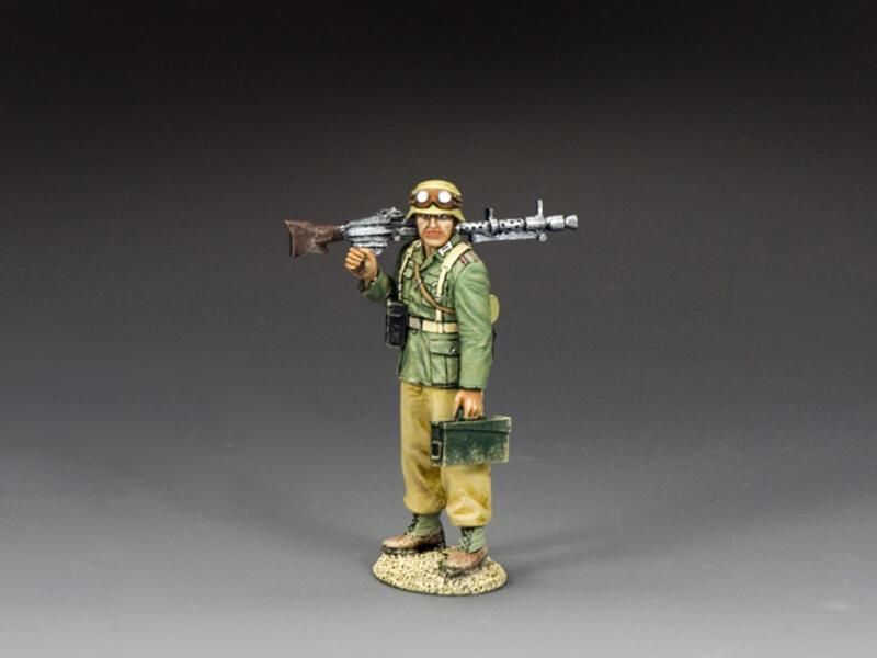 MG34 Machine Gunner--single standing Afrika Korp figure with MG34 over right shoulder and ammo box in left #1