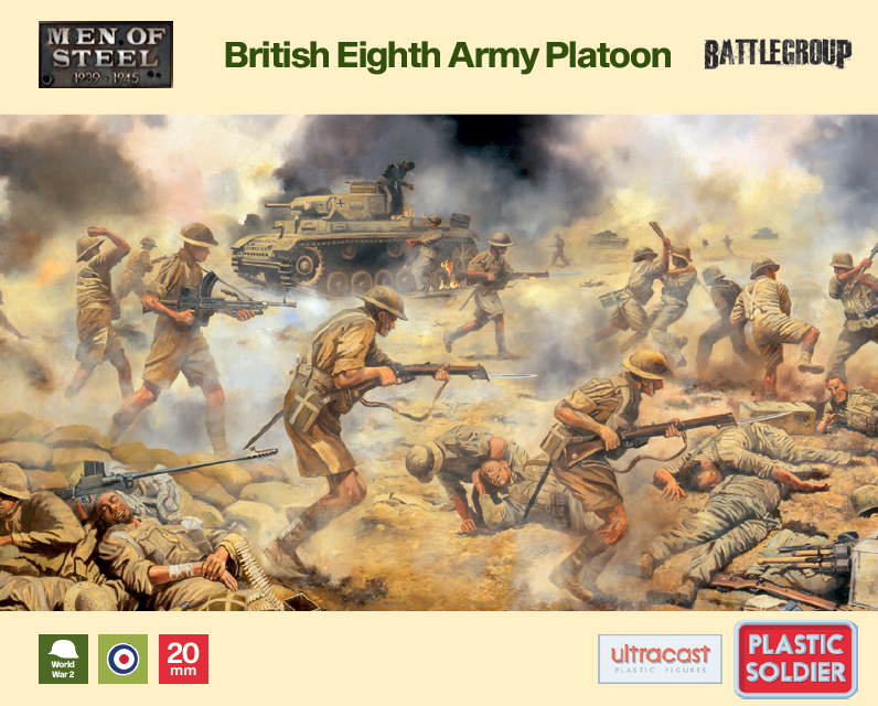 British Eighth Army Platoon--forty-seven unpainted 20mm WWII miniatures #1