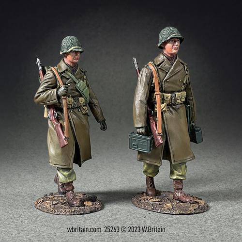 "Heading up the Line"--Two U.S. Infantry Marching in Greatcoats, 1943-45--two WWII-era figures #1