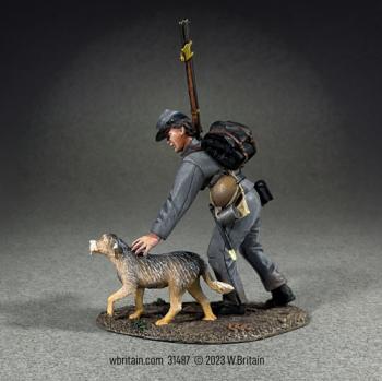 Image of "Tail End of the Column"--Confederate with Four Footed Companion--single figure and dog on single base