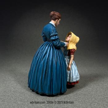 Image of “Her Bonnie New Bonnet”--1860s Woman with Child--two figures on single base