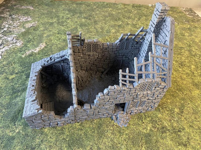 3D Print - 54mm Large Stone House ( Full size,10 pieces 15" Long, 7" Wide, 11" high)--ONE IN STOCK! #3