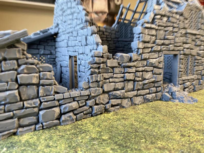 3D Print - 54mm Large Stone House ( Full size,10 pieces 15" Long, 7" Wide, 11" high)--ONE IN STOCK! #4