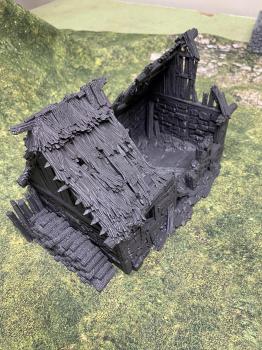 Image of 3D Print - 54mm Ruined Norman Barn (Full size,9" Long, 5" Wide, 6 7/8" high)--TWO IN STOCK! 