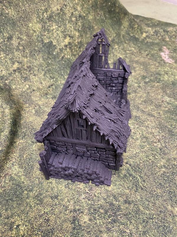 3D Print - 54mm Ruined Norman Barn (Full size,9" Long, 5" Wide, 6 7/8" high)--TWO IN STOCK!  #2