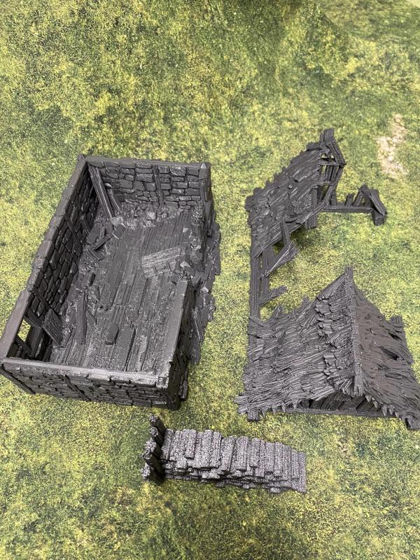 3D Print - 54mm Ruined Norman Barn (Full size,9" Long, 5" Wide, 6 7/8" high)--TWO IN STOCK!  #3