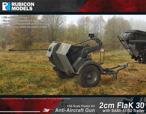 1/56 scale 2cm FlaK 30 Anti-Aircraft Gun with SdAh 51/52 Trailer #1