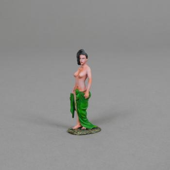 Image of Marina (meaning from the Sea), Girl with green robe and Black Hair--single female figure on round base--RETIRED--LAST THREE!! Image of Marina (meaning from the Sea), Girl with green robe and Black Hair--single female figure on round base--RETIRED--LAST THREE!!