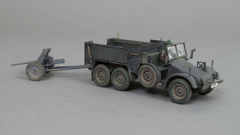 Krupp-Protze Truck Early War Grey Variant towing a Pak 36 cannon--single 6x4 German truck/artillery tractor with driver and Pak 36 cannon--RETIRED--LAST TWO!! #2