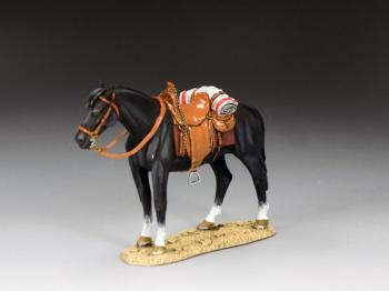 Image of Standing 'Black' Horse--single saddled horse figure