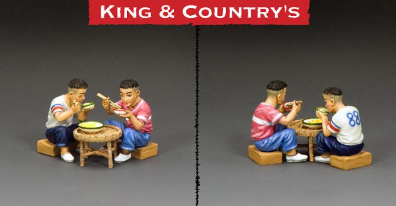 Boys Sitting Eating--two seated 1960s-era figures and table #2
