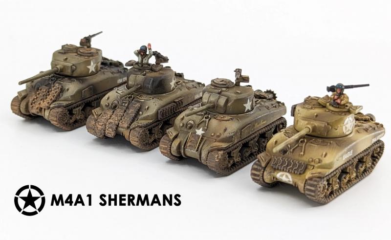 M4A1 Shermans--six 12mm/1:144 M4A1 Shermans (early and late versions) and a decal sheet #5