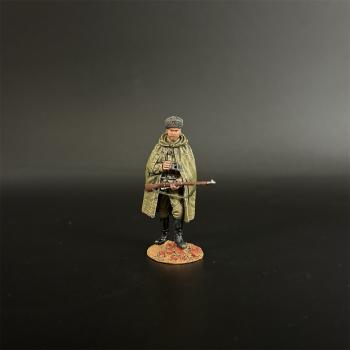 Image of Red Army Sniper Koulikov Wearing a Cloak--single standing figure holding binoculars and rifle