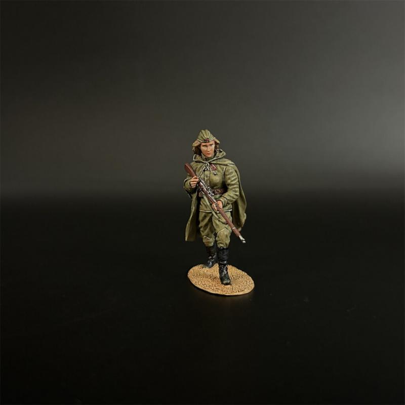 Red Army Woman Sniper Wearing a Cloak--single figure striding forward #3