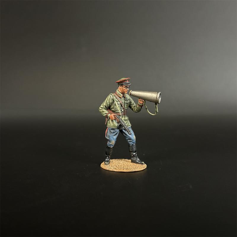 Red Army Political Commissar--single standing figure holding burp gun and using bullhorn #1