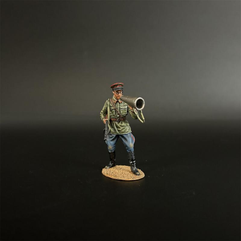 Red Army Political Commissar--single standing figure holding burp gun and using bullhorn #2