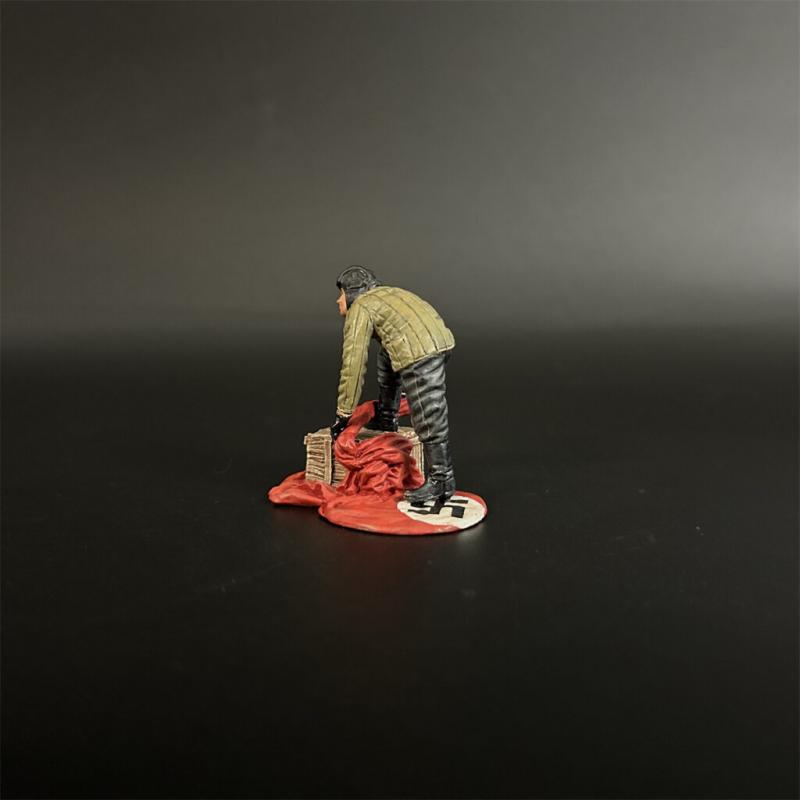 Red Army Tank Crew Wiping Shoes with Flag--single figure with foot on box #3