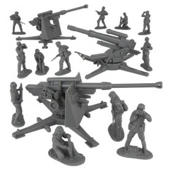 Image of BMC CTS WWII German 88mm Flak Artillery & Crews--15 piece Gray Army Men Accessories