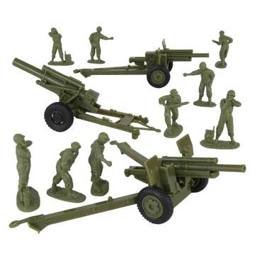 BMC CTS WWII U.S. Howitzer Artillery & Crew--12 pieces OD Green Plastic Army Men Playset #1