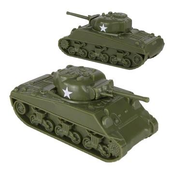 BMC CTS WWII Sherman M4 Tanks--OD Green 2 piece 1:38 scale Plastic Army Men Vehicles #1