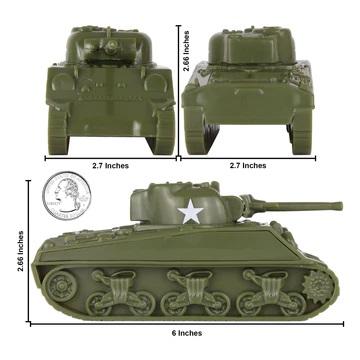 BMC CTS WWII Sherman M4 Tanks--OD Green 2 piece 1:38 scale Plastic Army Men Vehicles #2