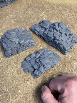 Image of 3D Print - 54mm  Castle Wall Rubble Piles 3 Pieces - FOUR SETS AVAILABLE!