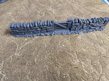 Image of 3D Print - 54mm  Long Short Wall with Gate- 11.25" x 1 1/4" high 