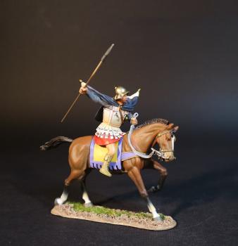 Image of Thessalian Cavalry, Armies and Enemies of Ancient Greece and Macedonia--single mounted figure with spear raised overhead parallel to horse