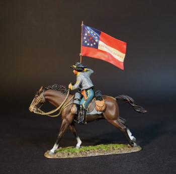 Image of Standard Bearer, 1st Cherokee Mounted Rifles, The Confederate Army, The American Civil War, 1861-1865--single mounted figure with standard
