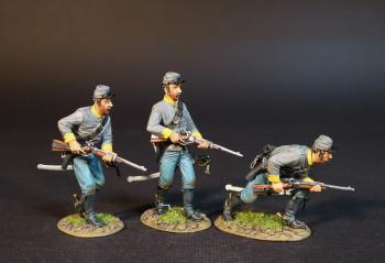 Image of Three Dismounted Confederate Cavalrymen (advancing, standing readying, advancing crounching), Cavalry Division, The Army of Northern Virginia, The Battle of Brandy Station, June 9th, 1863, The American Civil War, 1861-1865--three figures Image of Three Dismounted Confederate Cavalrymen (advancing, standing readying, advancing crounching), Cavalry Division, The Army of Northern Virginia, The Battle of Brandy Station, June 9th, 1863, The American Civil War, 1861-1865--three figures