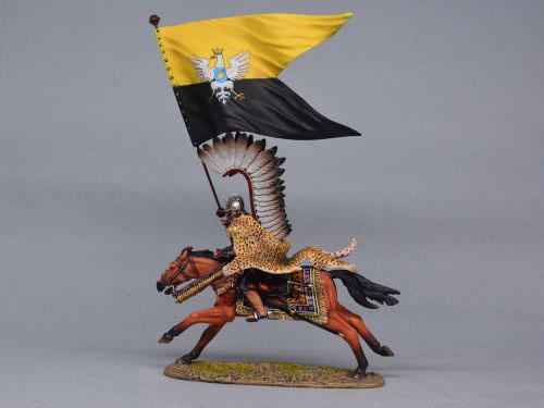 Polish Winged Hussar Charging Flagbearer--single mounted figure with standard #5