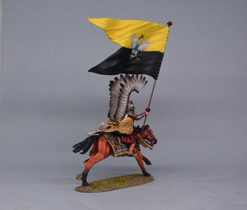 Polish Winged Hussar Charging Flagbearer--single mounted figure with standard #2